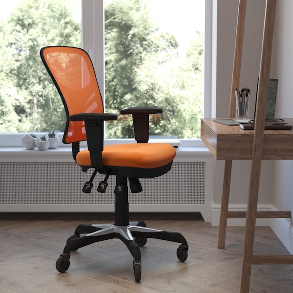 Flash Furniture Orange Mesh Multifunction Chair - Roller Wheels HL-0001-OR-RLB-GG - main